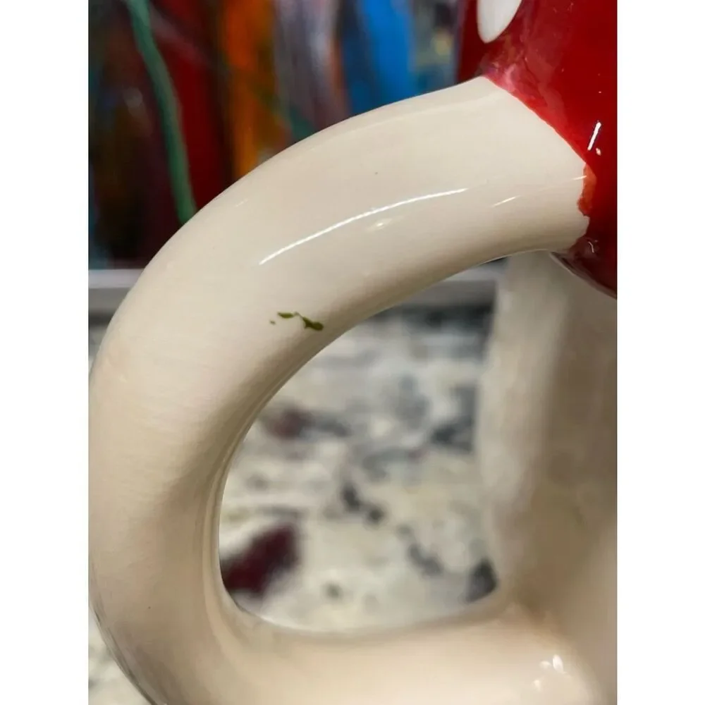 Market Square Mushroom Shaped Red Polka Dot Ceramic Mug Glittery Flower Candle